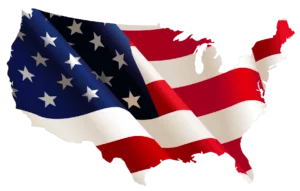 Illustration des USA aux couleurs de leur drapeau national.
