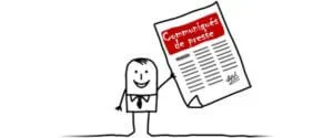 Personnage tenant un communiqué de presse.