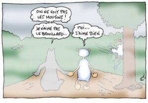 Dessin humoristique "loup et brouillard", de Pascal Melan.