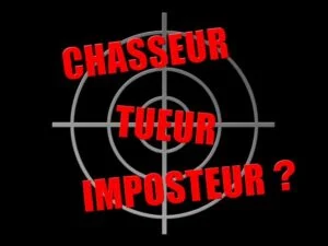 Illustration représentant une cible avec les mots "chasseur", "tueur" et "imposteur".