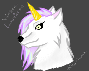 Dessin d'une "Louvicorne" ou "Wolficorn", animal fantastique.