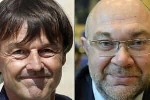 Photographie de Nicolas Hulot et Stéphane Travert.