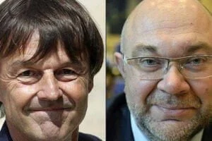 Photographie de Nicolas Hulot et Stéphane Travert.