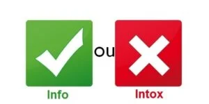 Illustration représentant un V vert (info) et une croix rouge (intox).