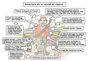 Dessin satirique contre la chasse réalisé par Jérôme Henriques.