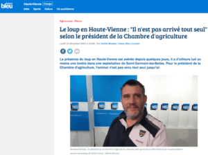 Copie d'écran de France bleu Limousin avec une photographie de Bertrand VENTEAU.