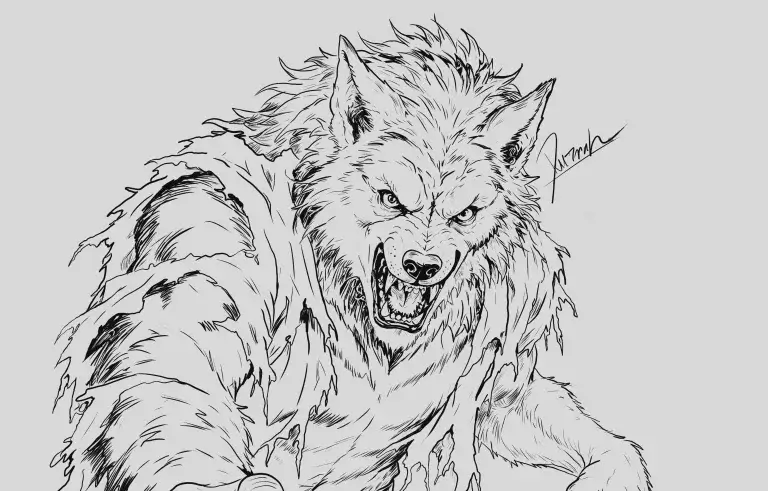 Dessin d'un loup-garou réalisé par Durnah.